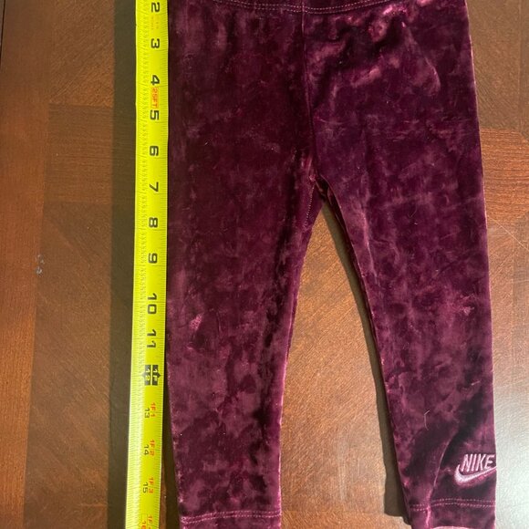 Nike Baby Girls Velour Burgundy Leggings 18M Soft Stretchy Fabric Embroidered - Picture 2 of 6